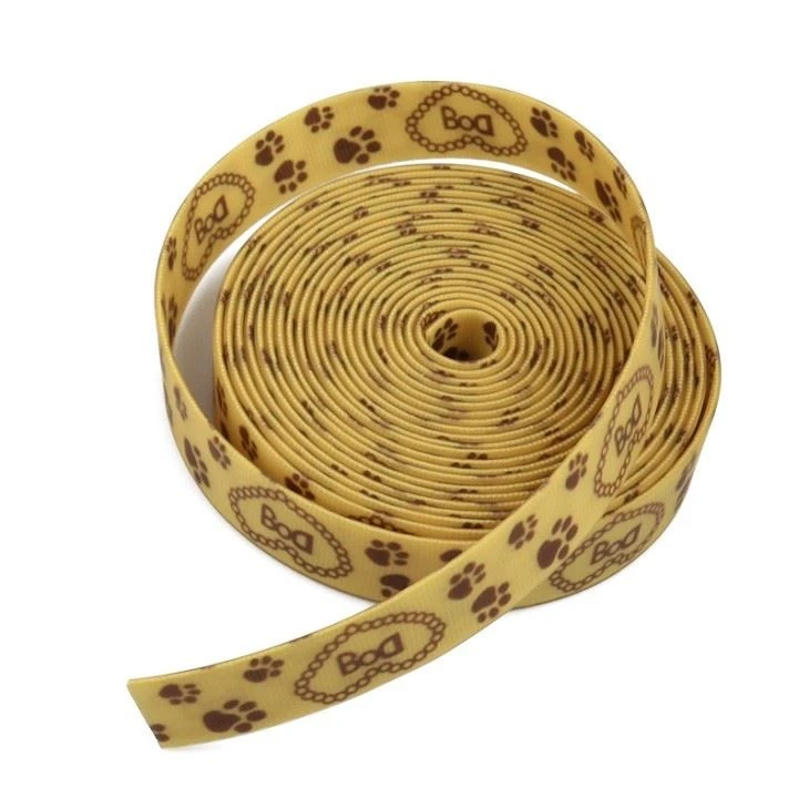 Black Eco-friendly Paw Printed Plastic Coated Webbing
